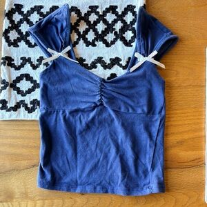 Full Tilt Tilly’s Blue Blouse Ribbon Details juniors size XS